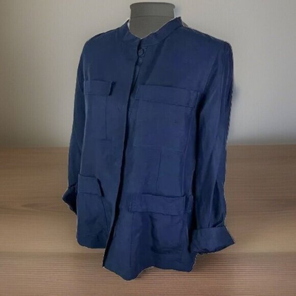 Kobi Halperin Button Starr Jacket Womens Navy Military tencel size medium - Picture 1 of 10
